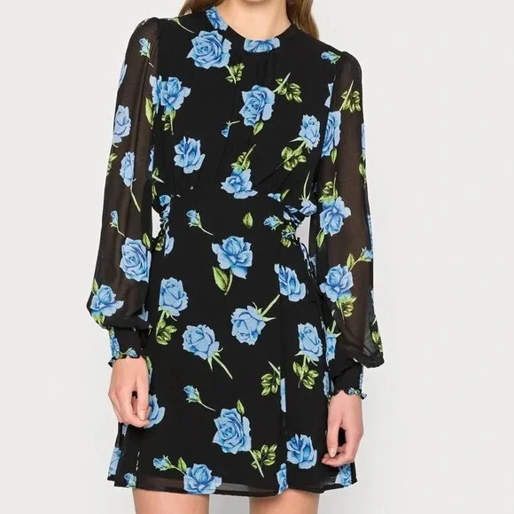Free People Samantha Lace-Up Mini Dress - Black Combo - Size S